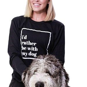 I’d Rather Be With My Dog Unisex Long Sleeve Tee T-shirt Top Shirt